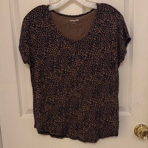 Lands' End Women's Black and brown Patterned blouse